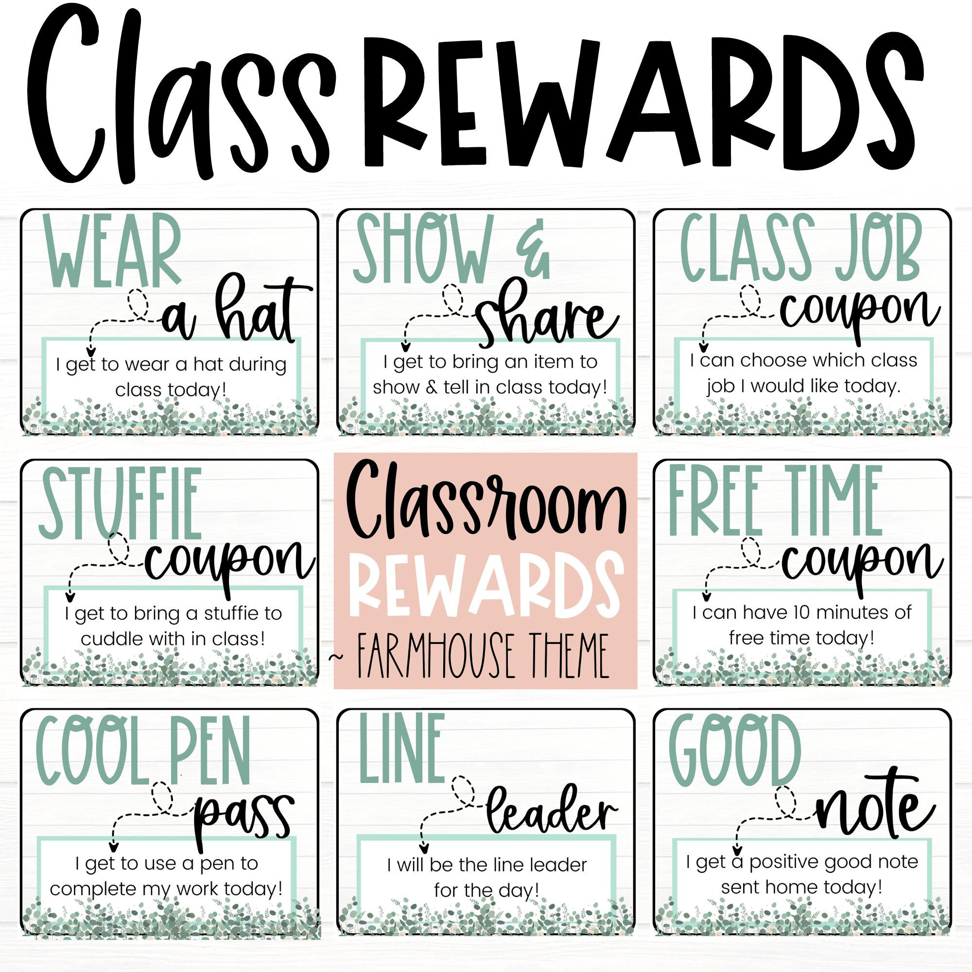 Classroom Management Classroom Reward Coupons Farmhouse Theme throughout Free Printable Coupons For School Supplies At Walmart