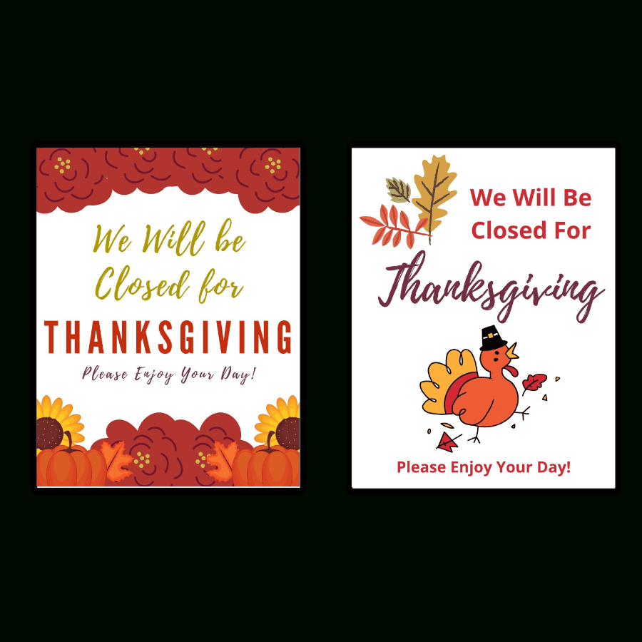 Closed For Thanksgiving Signs - Free Printables - Add A Little in Free Printable Closed Thanksgiving Day Signs