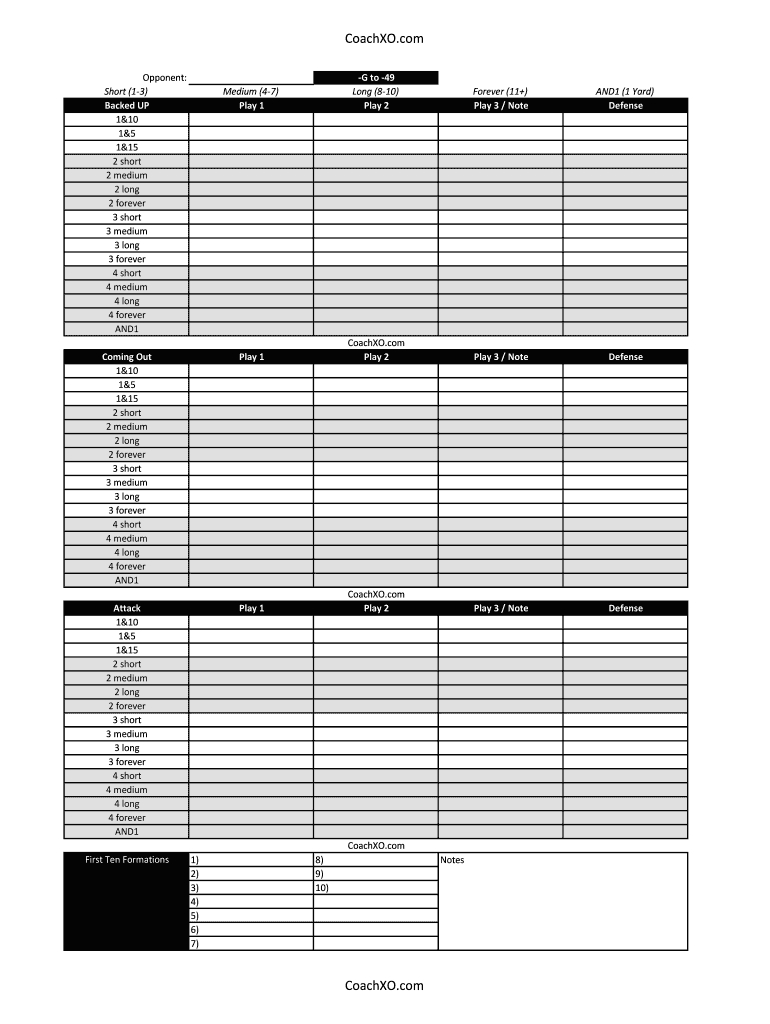 Coachxo Blank Football Play Sheet Template Form - Fill Online pertaining to Free Printable Football Play Sheets