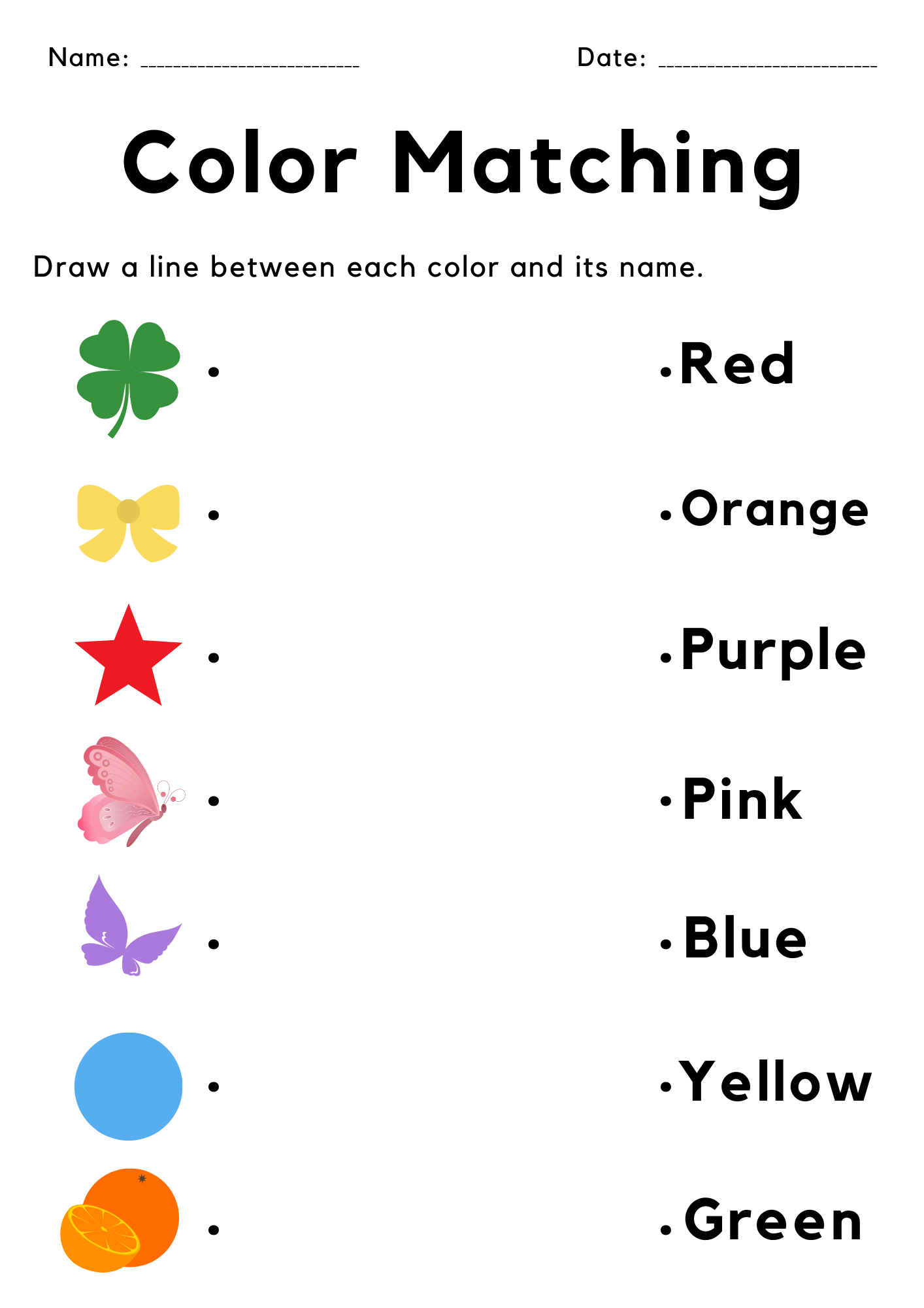 Color Identification Color Matching Worksheet For Kindergarten pertaining to Color Recognition Worksheets Free Printable