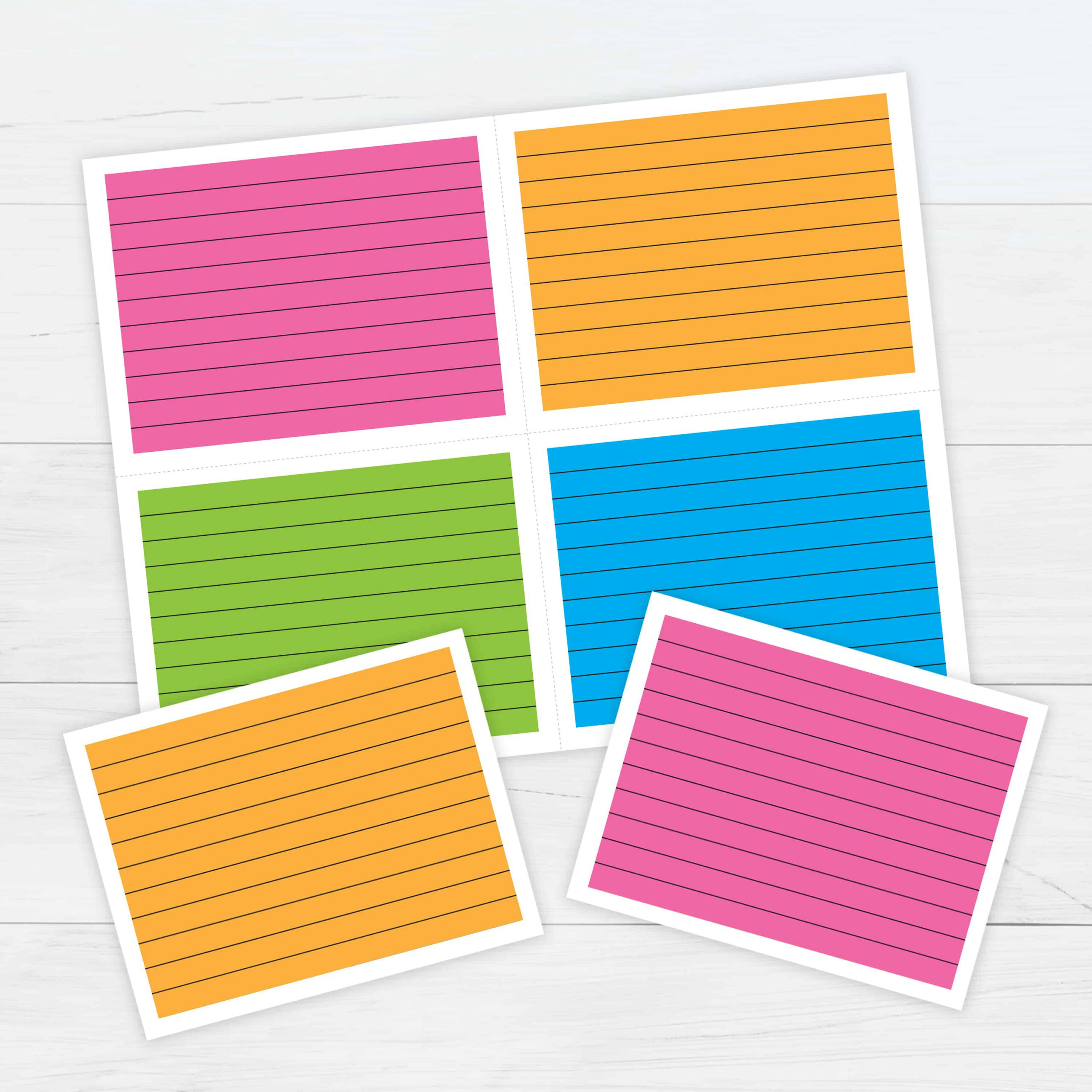Color Ruled Index Cards Template - Free Printable Download pertaining to Free Printable Index Cards