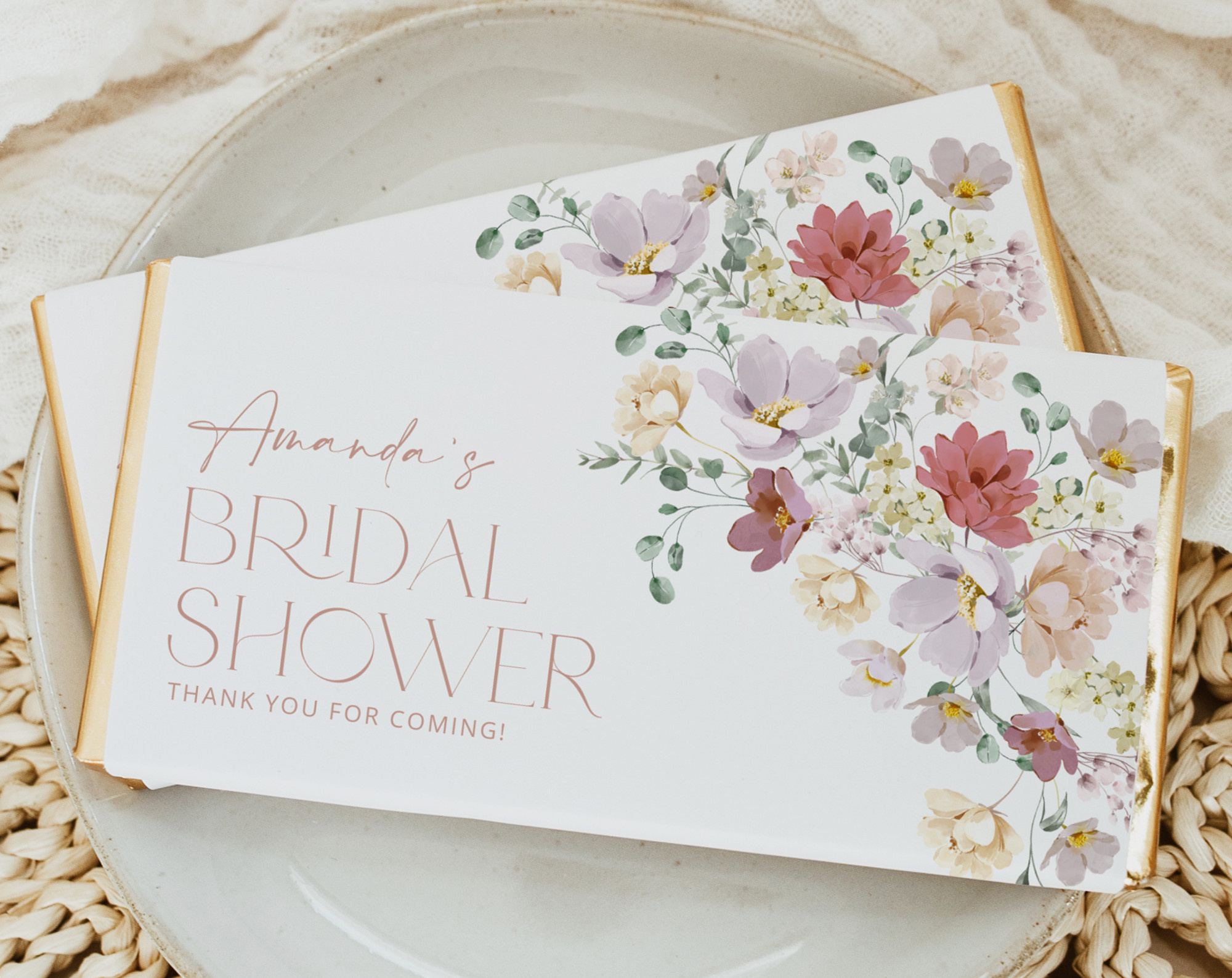 Colorful Flowers Chocolate Bar Wrapper, Candy Bar Wrapper, Bridal Shower,  Printable File, Edit Yourself, Sh40 throughout Free Printable Candy Bar Wrappers For Bridal Shower