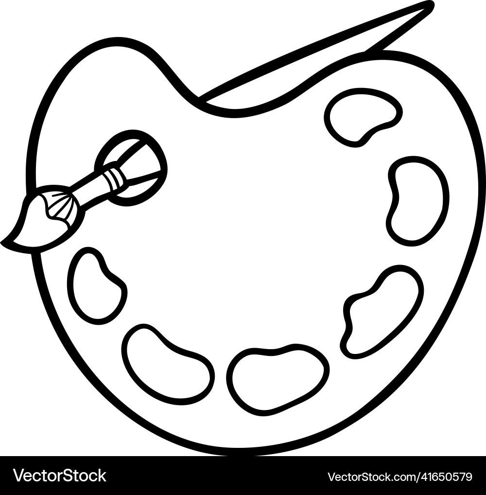 Coloring Book Art Palette With Paint Brush Vector Image throughout Free Printable Paint Palette