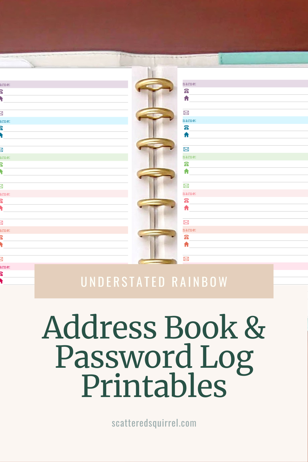 Colourful Address Book And Password Log Printables regarding Free Printable Address Book Pages