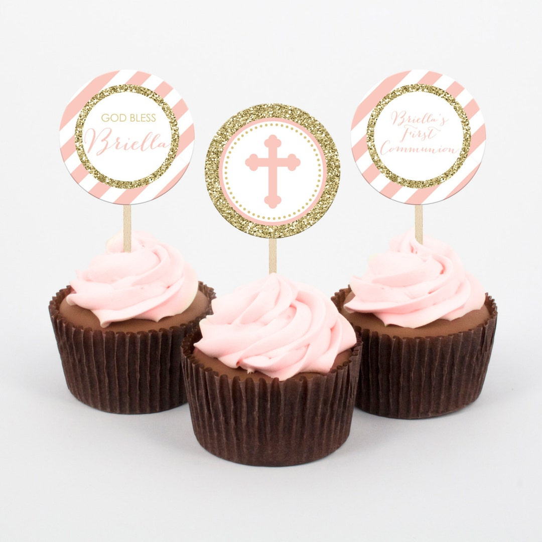 Communion Cupcake Topper - Printable First Communion Party Toppers in Free Printable First Communion Cupcake Toppers