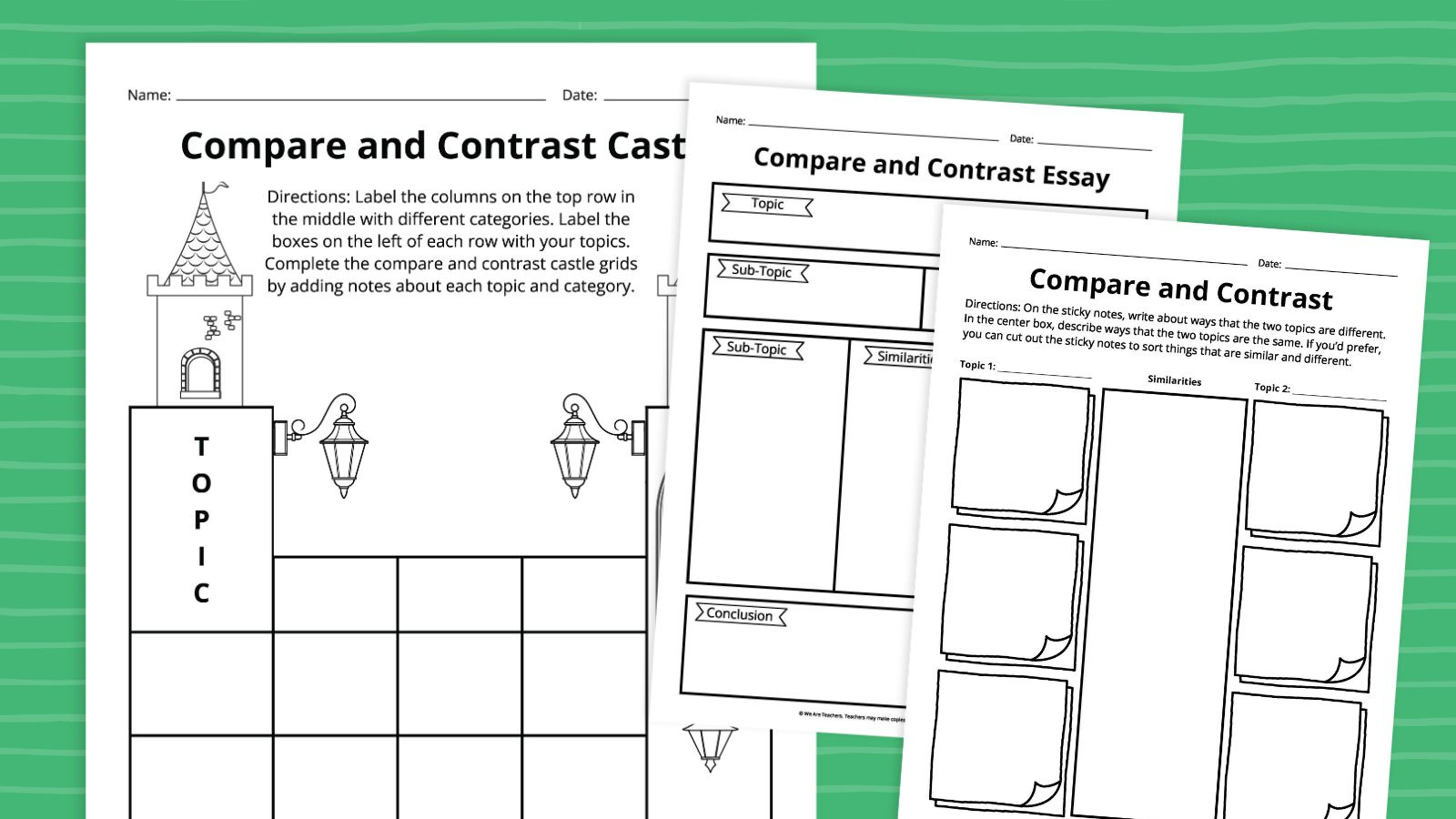 Compare And Contrast Graphic Organizer Bundle (Free Printables) with Free Printable Compare And Contrast Graphic Organizer
