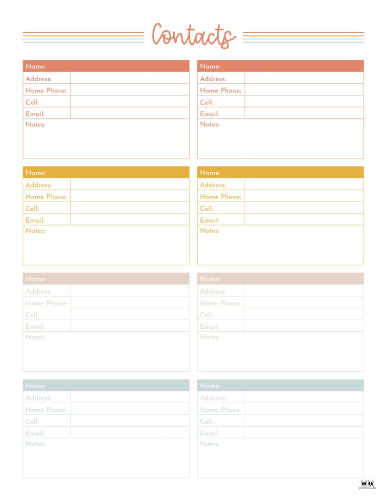 Contact List Templates - 20 Free Printables | Printabulls pertaining to Free Printable Phone List Template