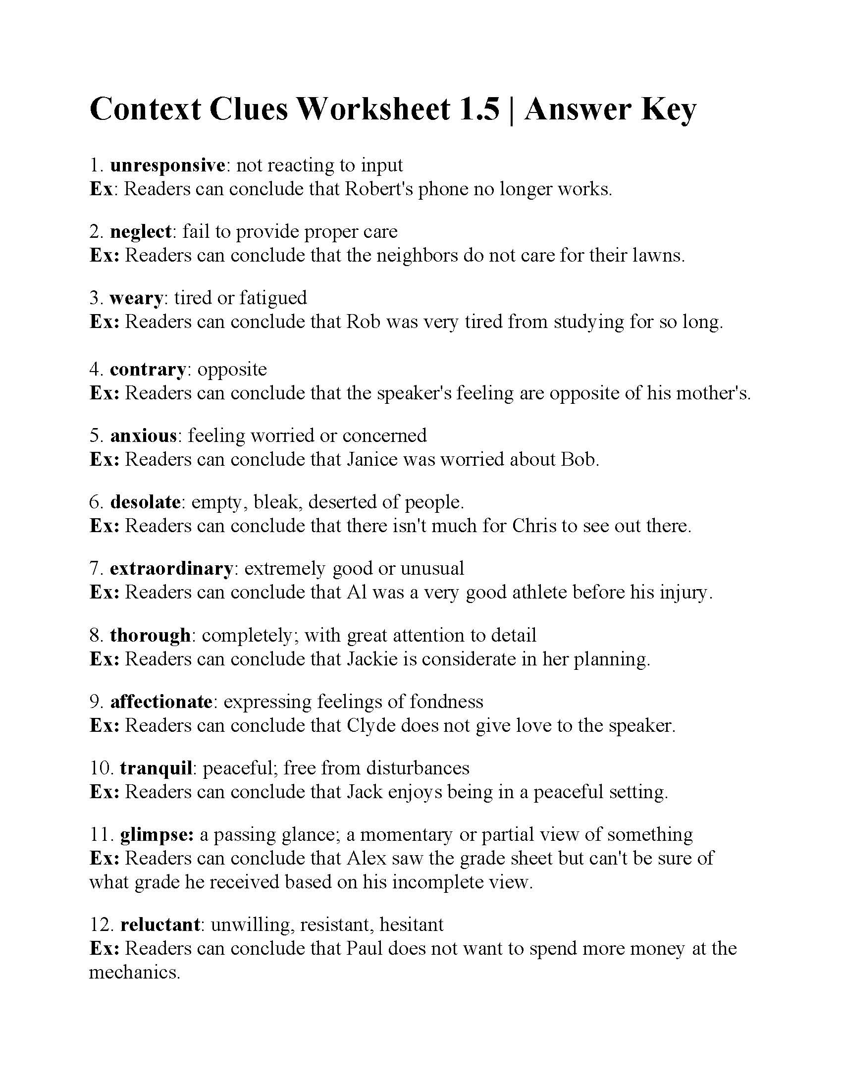 Context Clues Worksheet 1.5 | Reading Activity within Free Printable 5Th Grade Context Clues Worksheets
