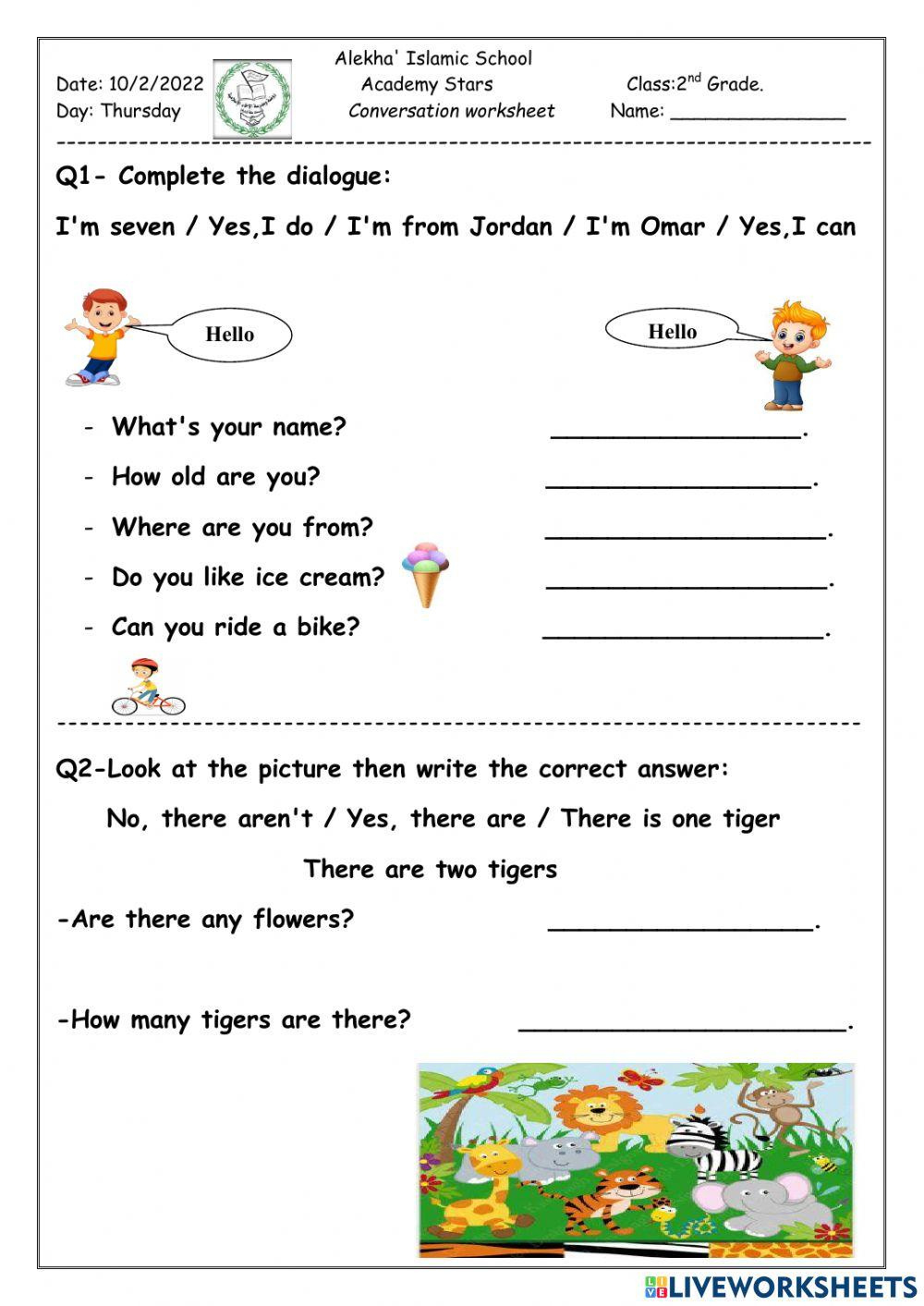 Conversation Worksheet Interactive Worksheet | Live Worksheets throughout Free Printable English Conversation Worksheets