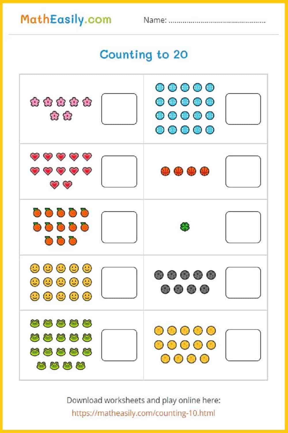 Counting Games For Kindergarten 1-20 + Workheets pertaining to Free Printable Counting Worksheets 1 20