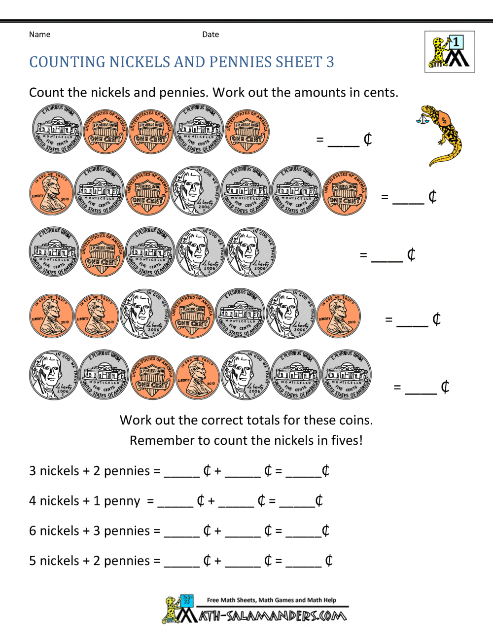 Counting Money Worksheets 1St Grade with regard to Free Printable Money Worksheets For 1St Grade