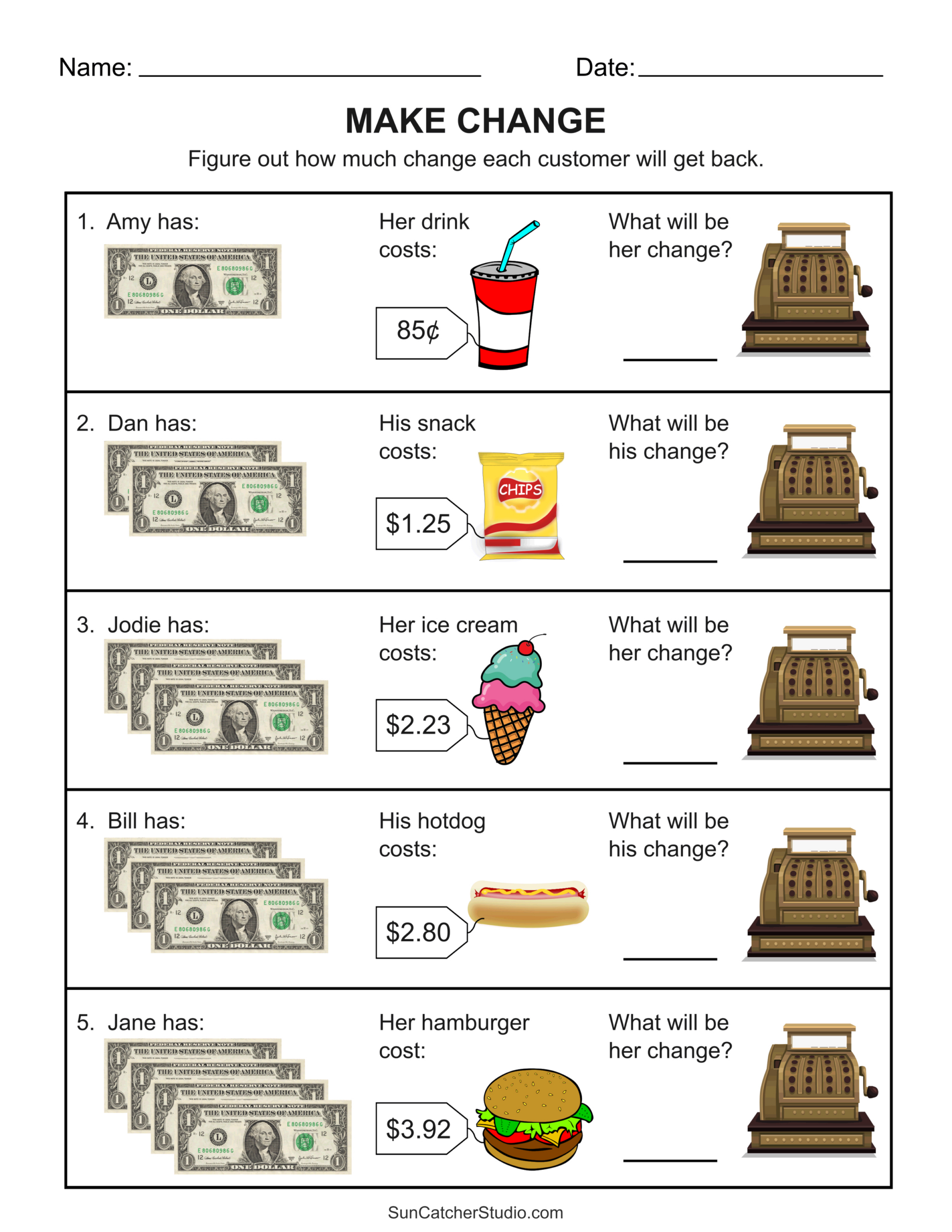 Counting Money Worksheets (Money Math) – Free Printables for Free Printable Making Change Worksheets