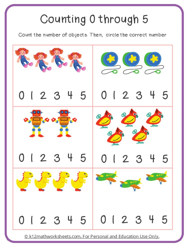 Counting Worksheets | K12Mathworksheets inside Free Printable Counting Worksheets