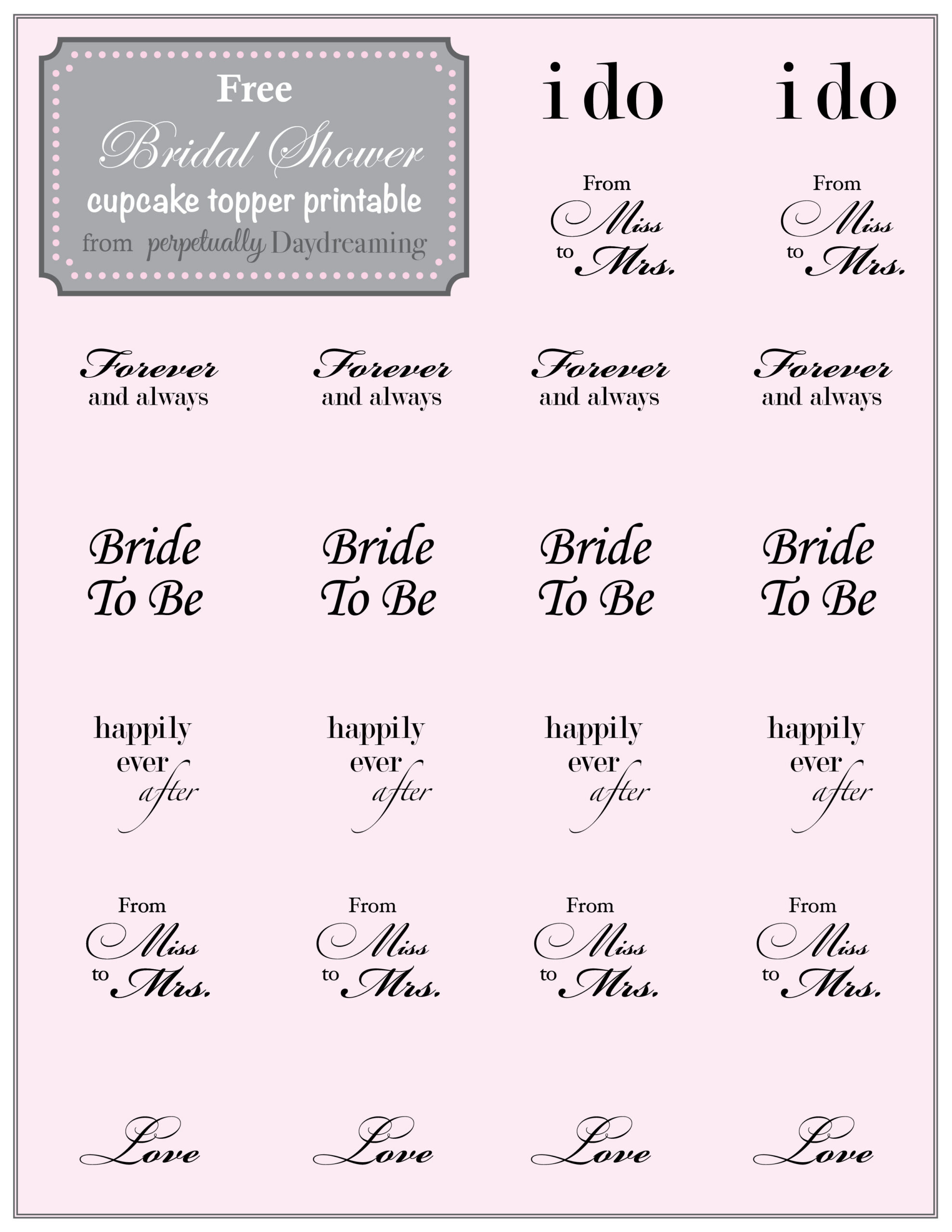 Country Bridal Shower Cupcake Topper {Free} Printable for Free Printable Cupcake Toppers Bridal Shower