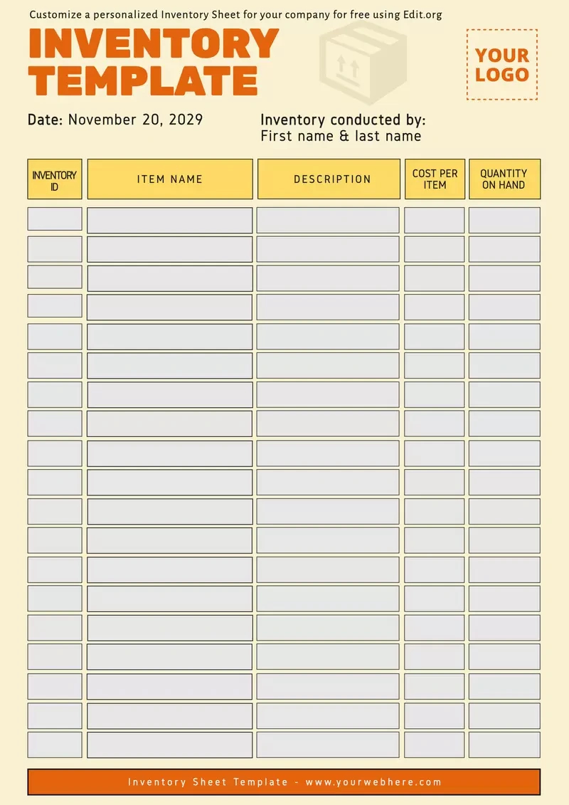 Create Free Inventory Tracking Spreadsheets for Free Printable Inventory Sheets Business