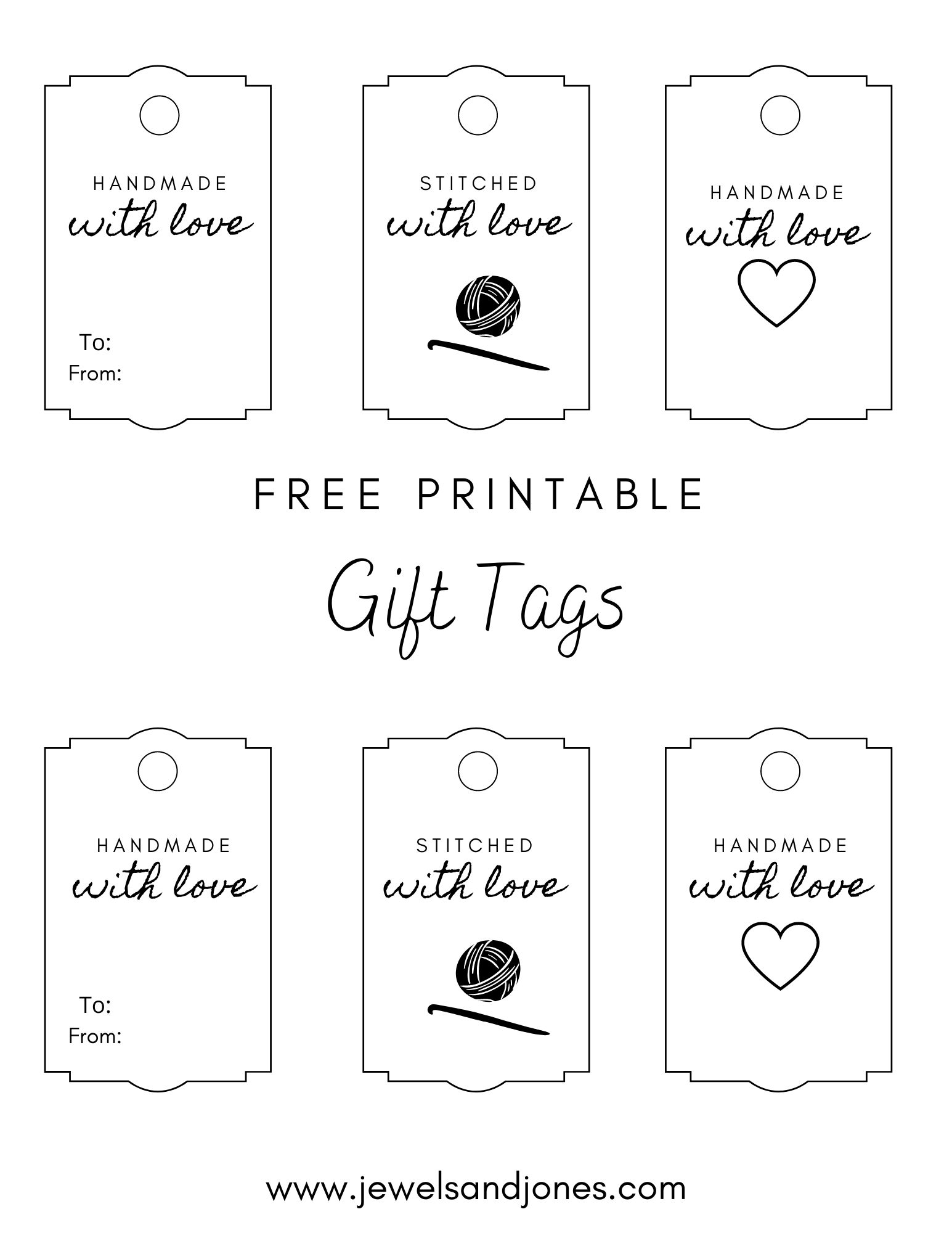Crochet Gift Tags - Free Printable - Jewels And Jones within Free Printable Tags