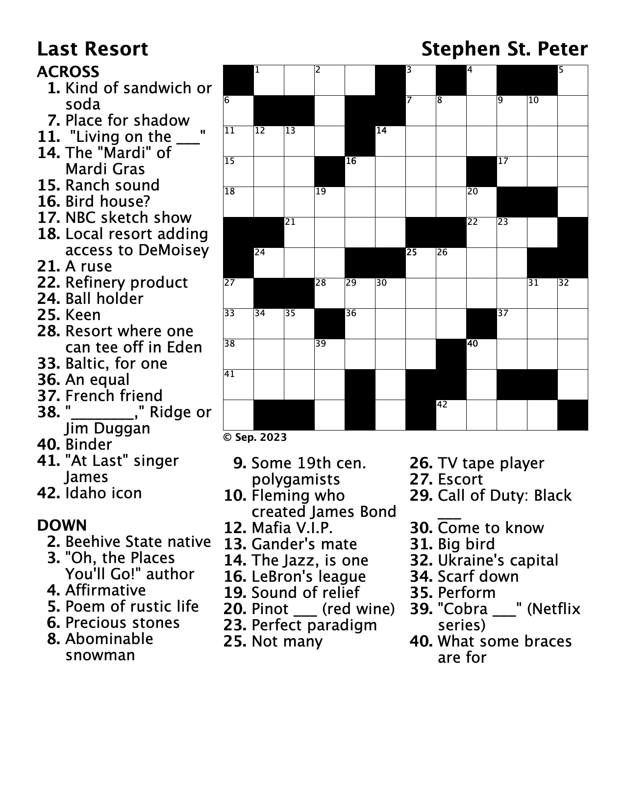 Crossword Puzzle: &amp;#039;Last Resort&amp;#039; — The Ogdenite regarding Free Printable Crossword Puzzles