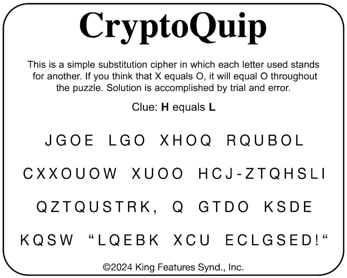 Cryptoquip: June 13 — Your West Central Voice regarding Free Printable Cryptoquip Puzzles