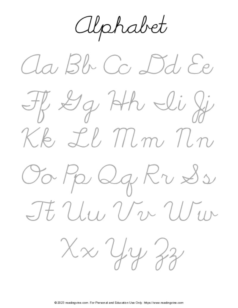 Cursive Writing Practice Sheets (Pdf) - Readingvine with regard to Free Printable Cursive Alphabet