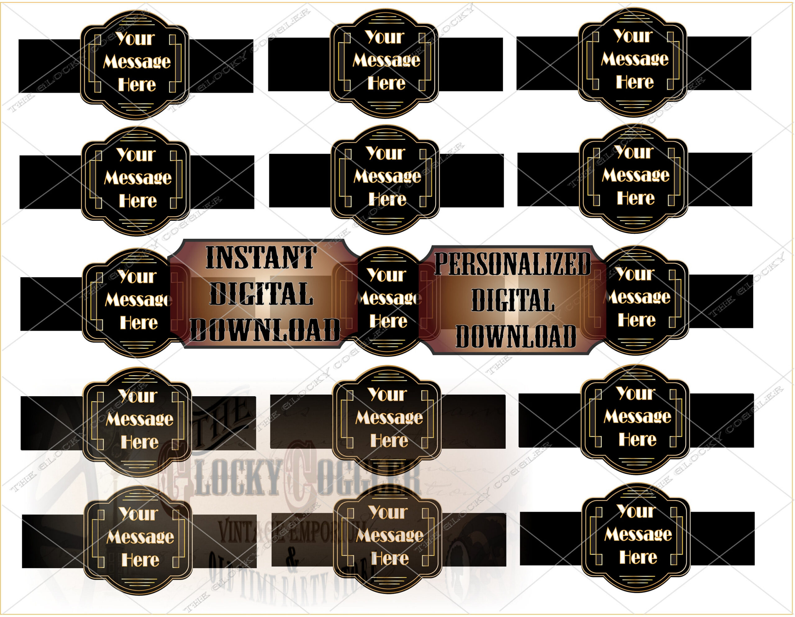Custom Cigar Label Printable Jpg File Digital Download ~ Black in Free Printable Cigar Label Template