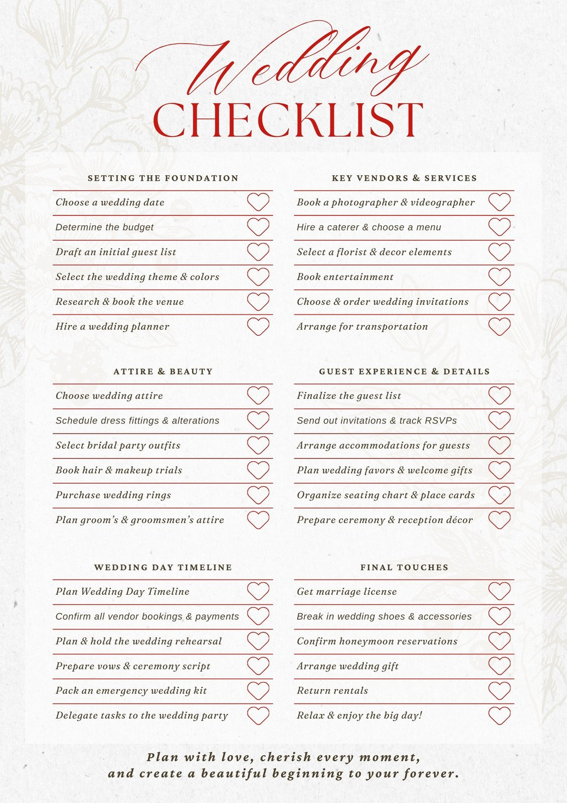 Customize 181+ Wedding Checklists Templates Online - Canva with Free Printable Wedding Checklist