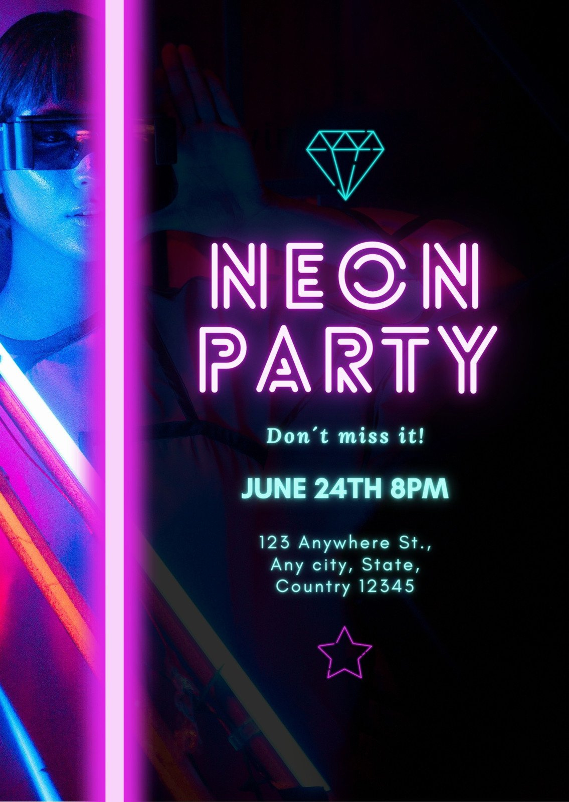 Customize 221+ Neon Party Invitations Templates Online - Canva with regard to Free Printable Glow In The Dark Birthday Party Invitations