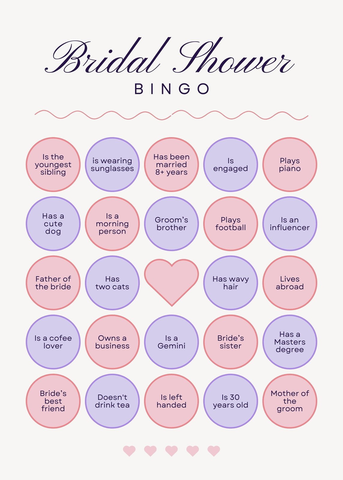 Customize 44+ Bridal Shower Bingo Card Templates Online - Canva pertaining to Free Printable Bridal Shower Bingo