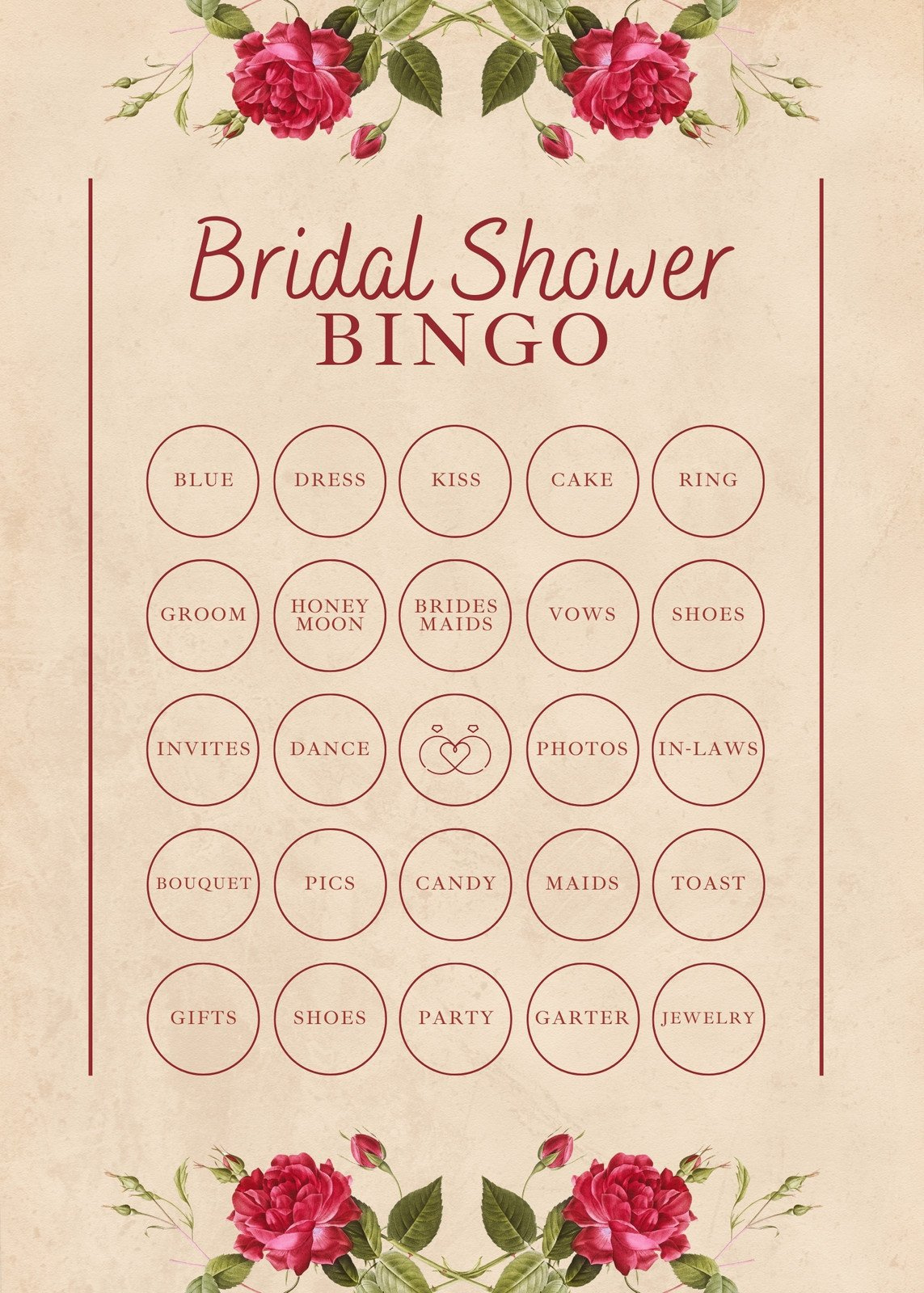 Customize 44+ Bridal Shower Bingo Card Templates Online - Canva within Free Printable Bridal Shower Bingo
