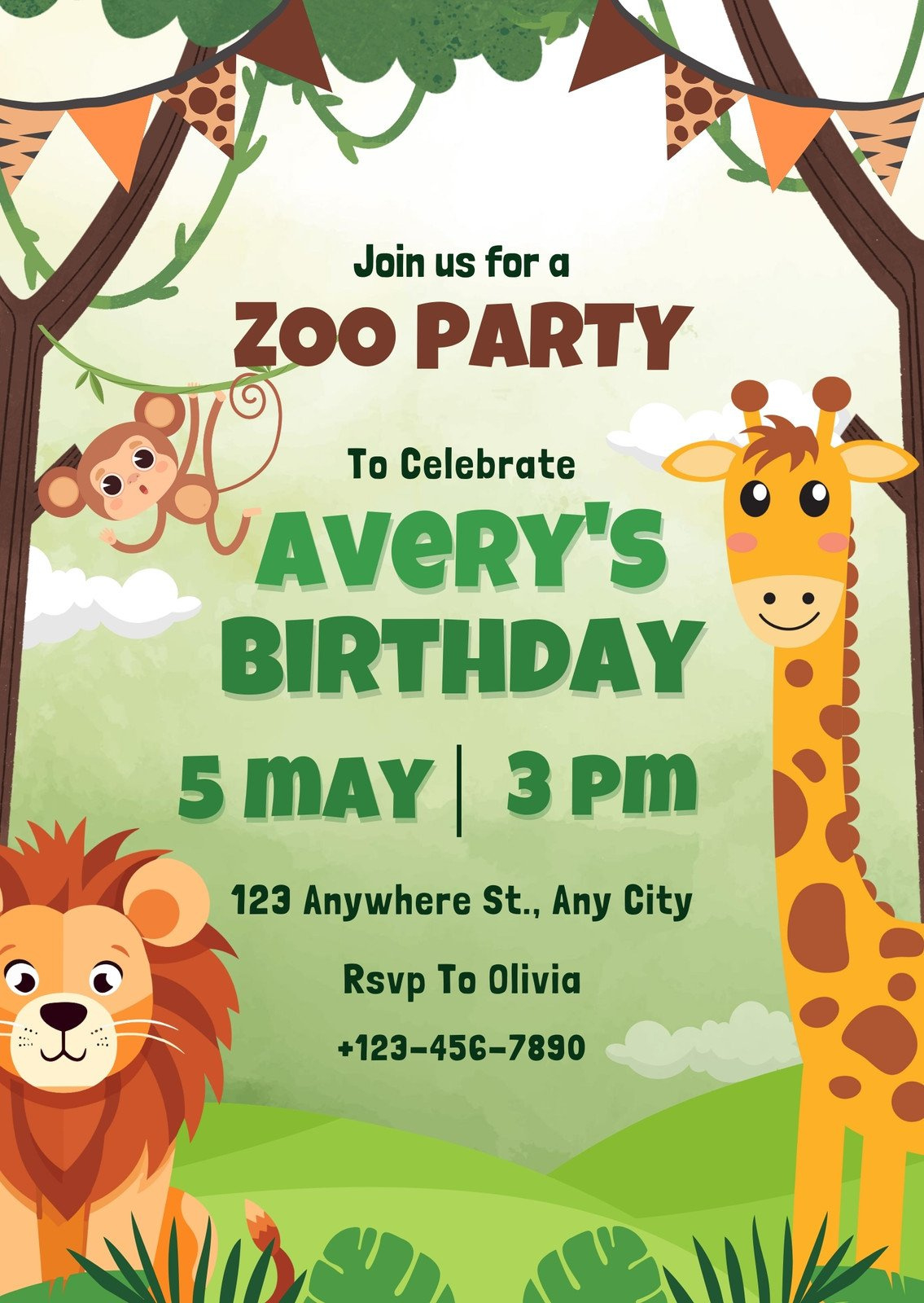 Customize 67+ Jungle Birthday Invitations Templates Online - Canva in Jungle Theme Birthday Invitations Free Printable