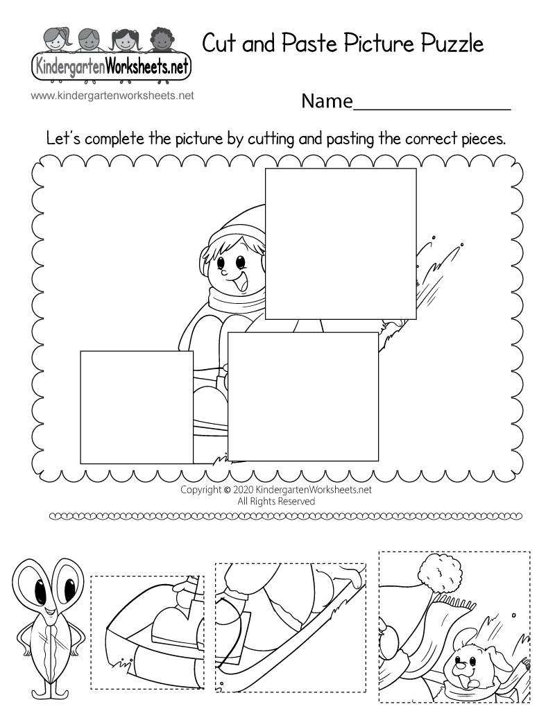 Cut And Paste Picture Puzzle Worksheet - Free Printable, Digital inside Free Printable Kindergarten Worksheets Cut And Paste