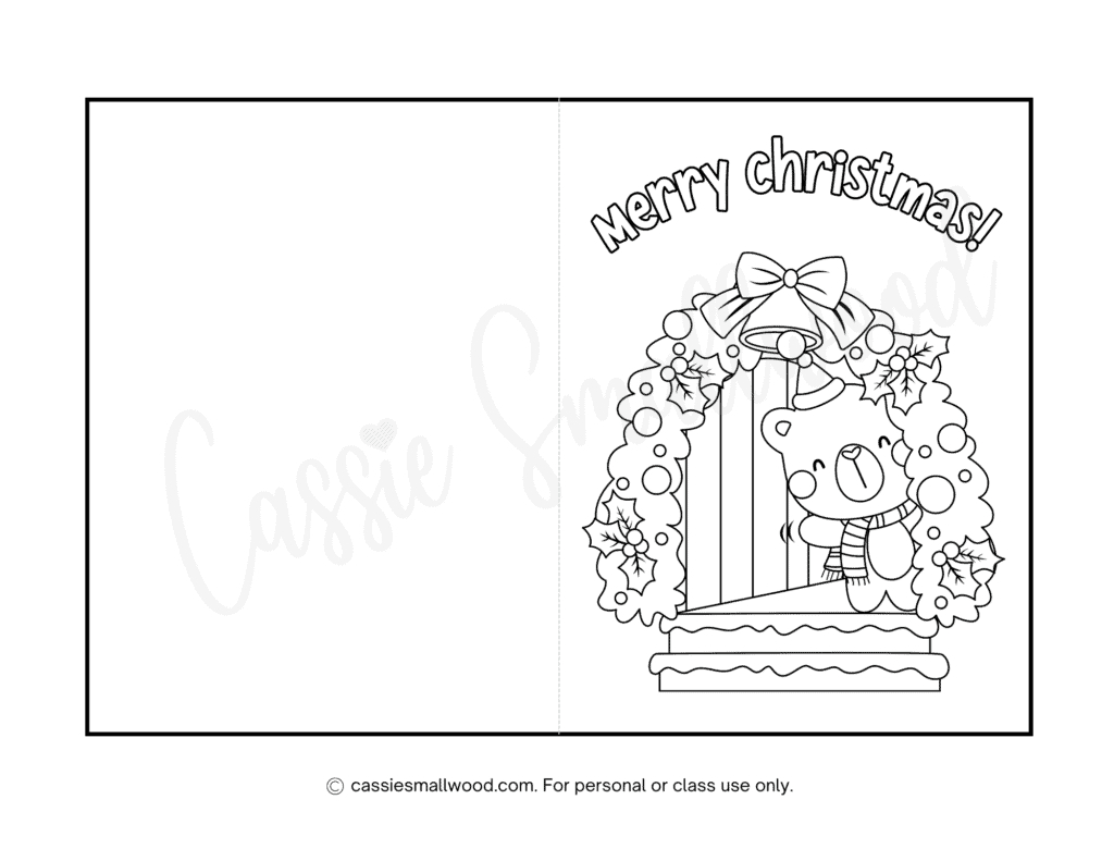 Cute Christmas Cards To Color - Cassie Smallwood pertaining to Free Printable Christmas Cards To Color