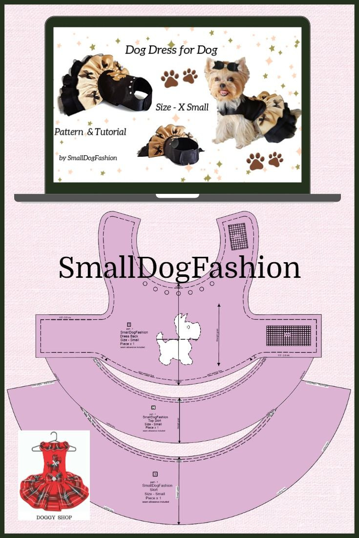 Cute Dog Dress With Dog Applique Pdf Sewing Pattern For X Small within Free Printable Sewing Patterns For Dog Clothes