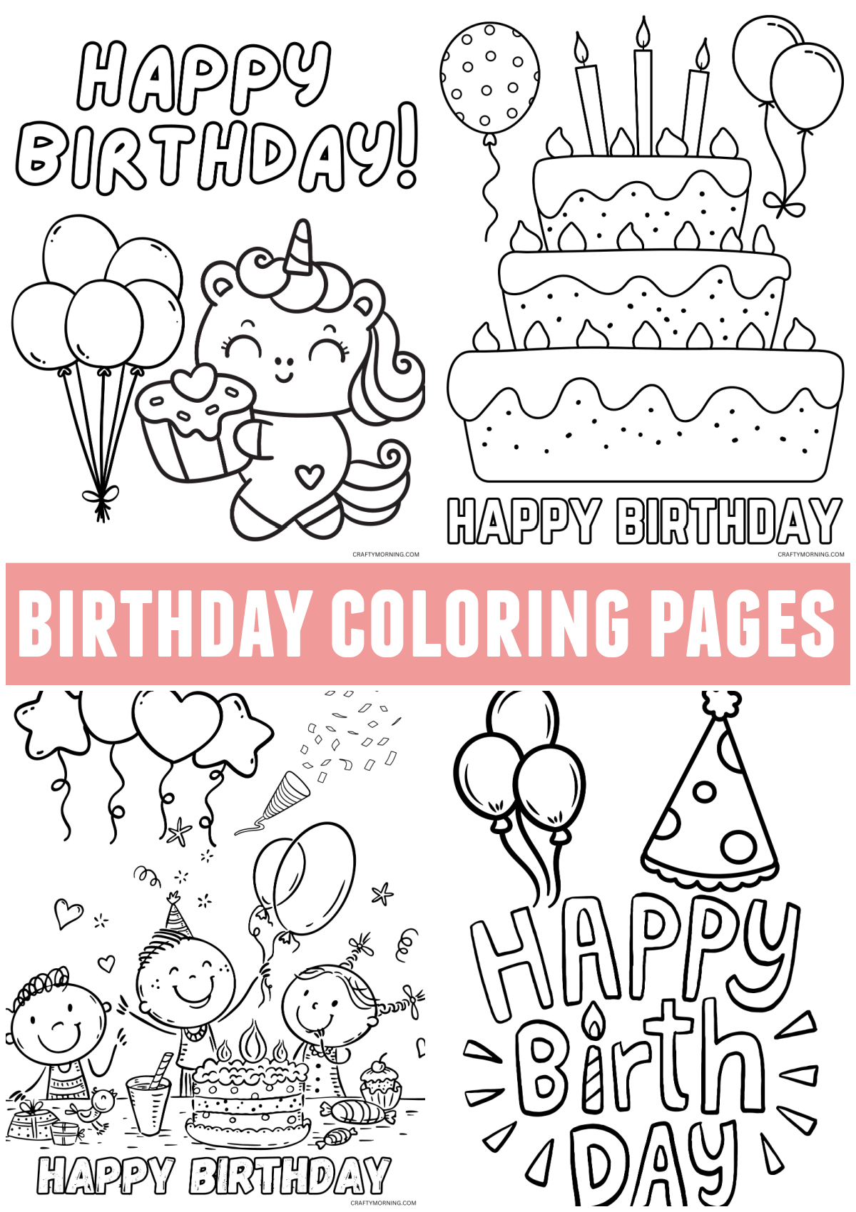 Cute Happy Birthday Coloring Pages - Crafty Morning in Happy Birthday Free Printable