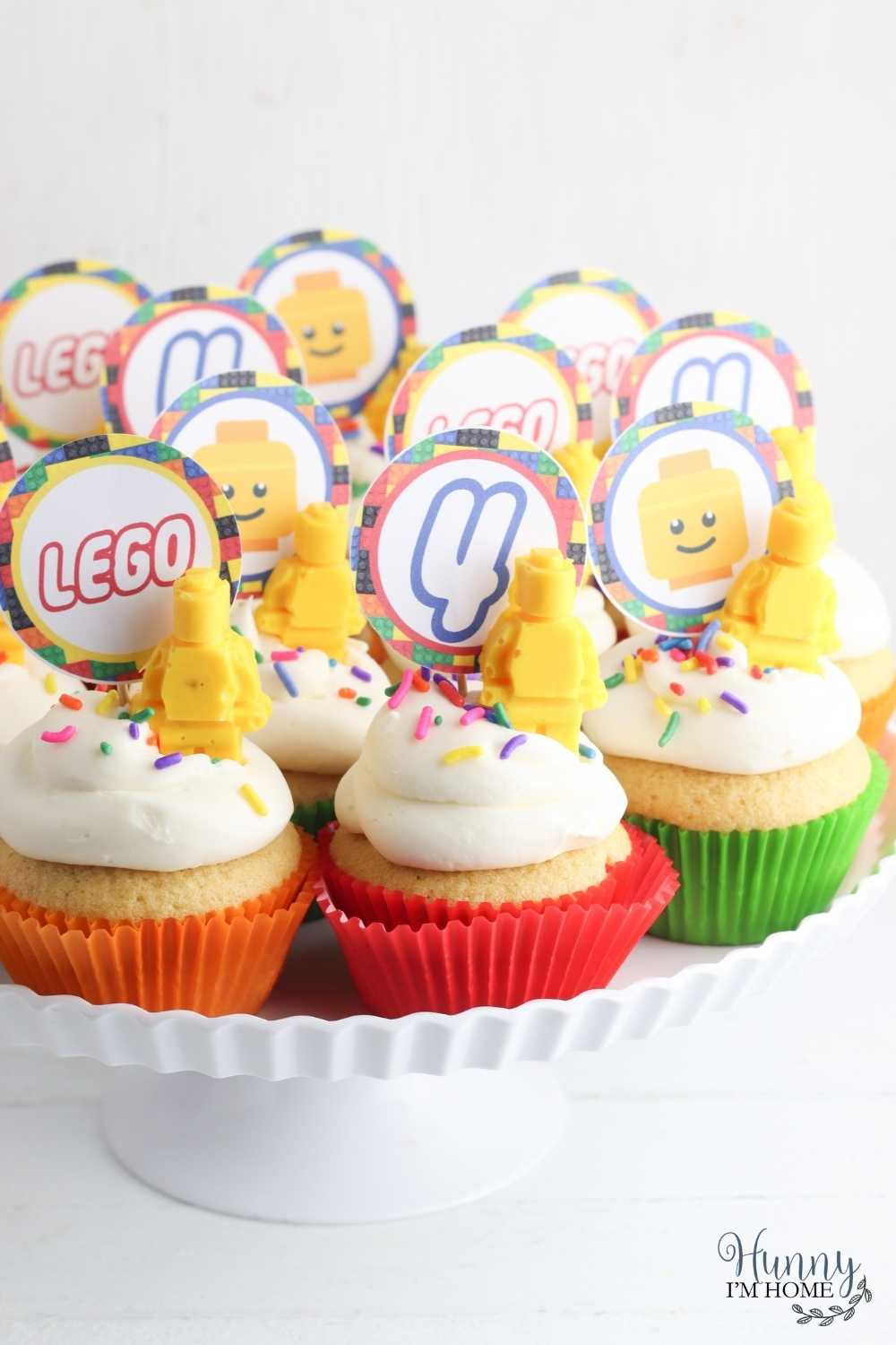 Cute Lego Cupcakes With Printable Toppers Your Kids Will Love! for Free Printable Lego Cupcake Toppers