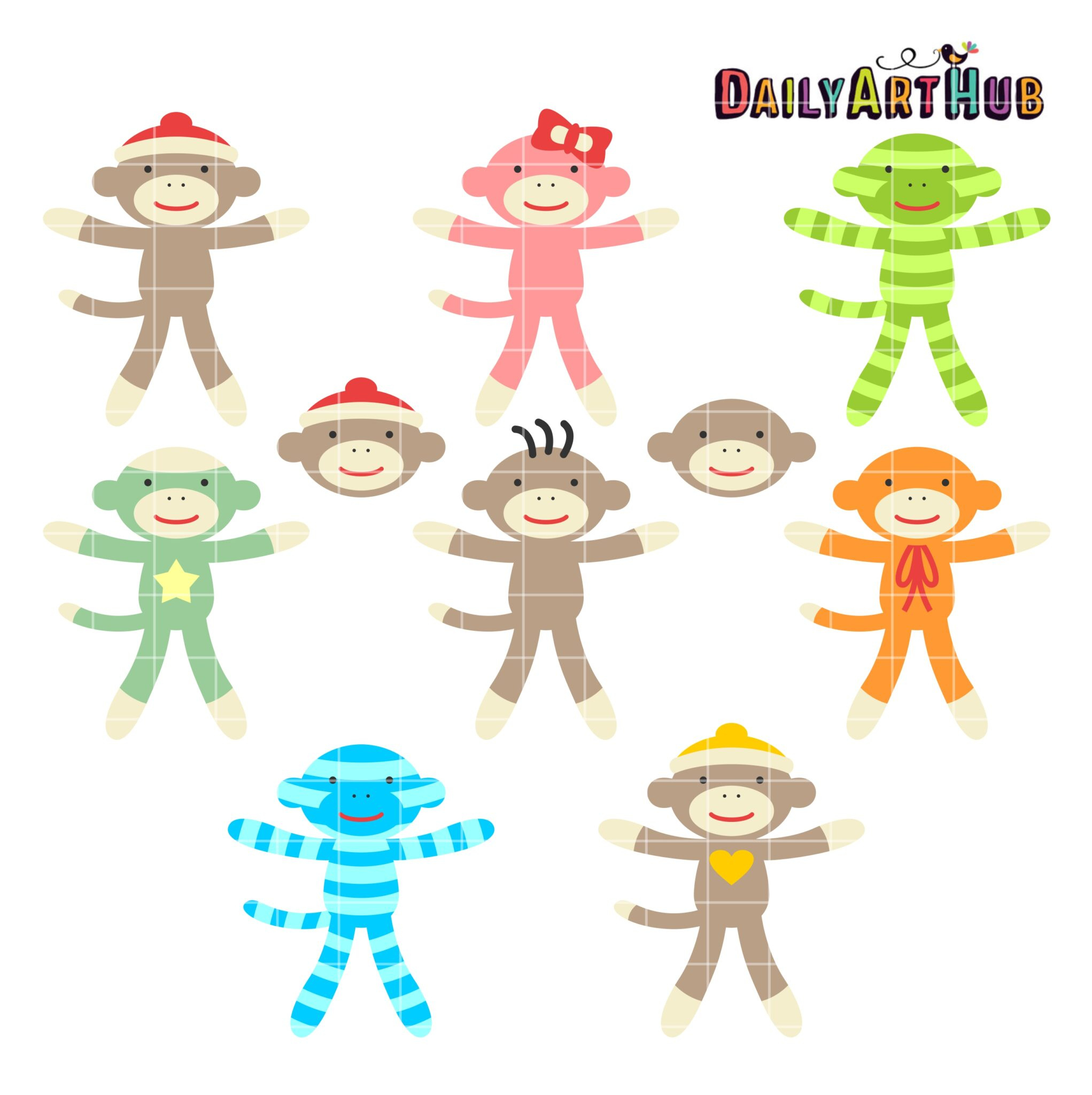 Cute Sock Monkeys Clip Art Set – Daily Art Hub // Graphics intended for Free Printable Sock Monkey Clip Art