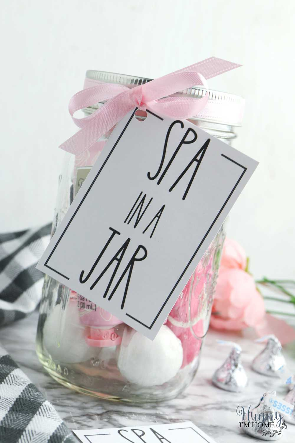 Cute Spa Gift In A Jar With Printable Tag within Spa In A Jar Free Printable Labels