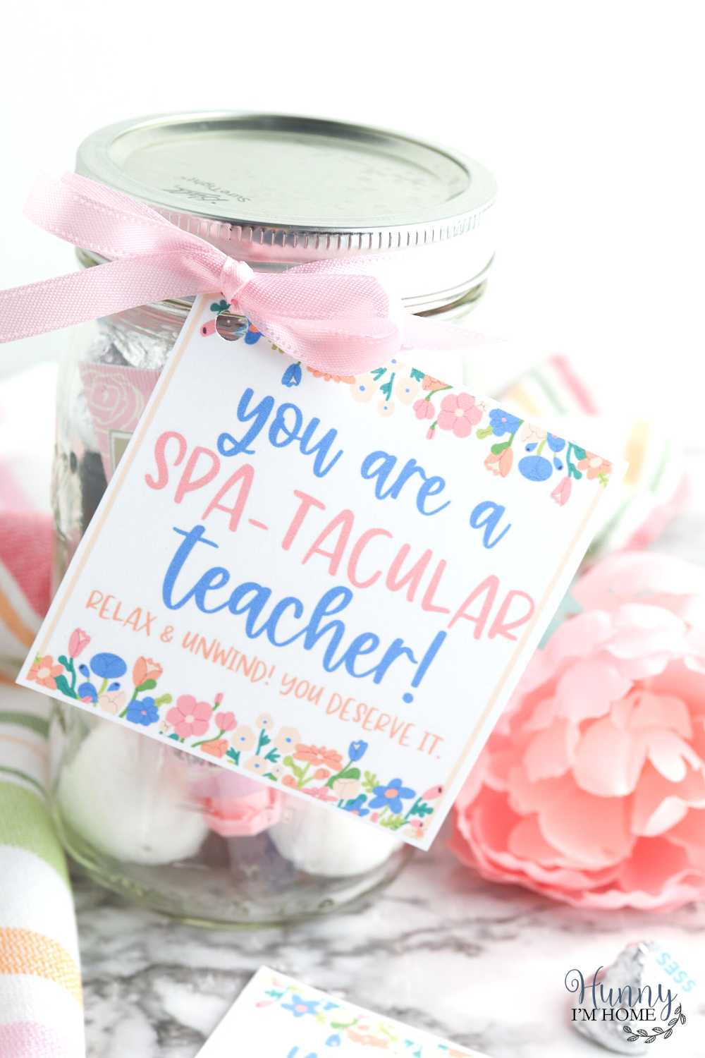 Cute Teacher Spa Gift In A Jar With Printable Gift Tag throughout Spa In A Jar Free Printable Labels