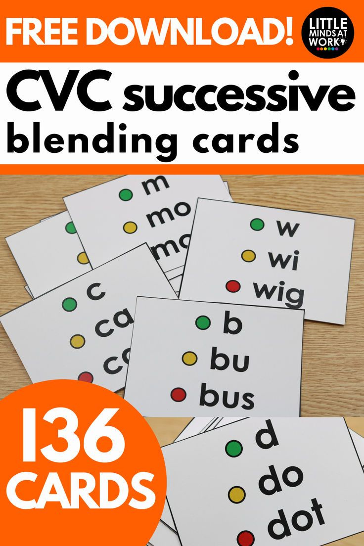 Cvc Successive Blending Free Cards in Free Printable Blending Cards