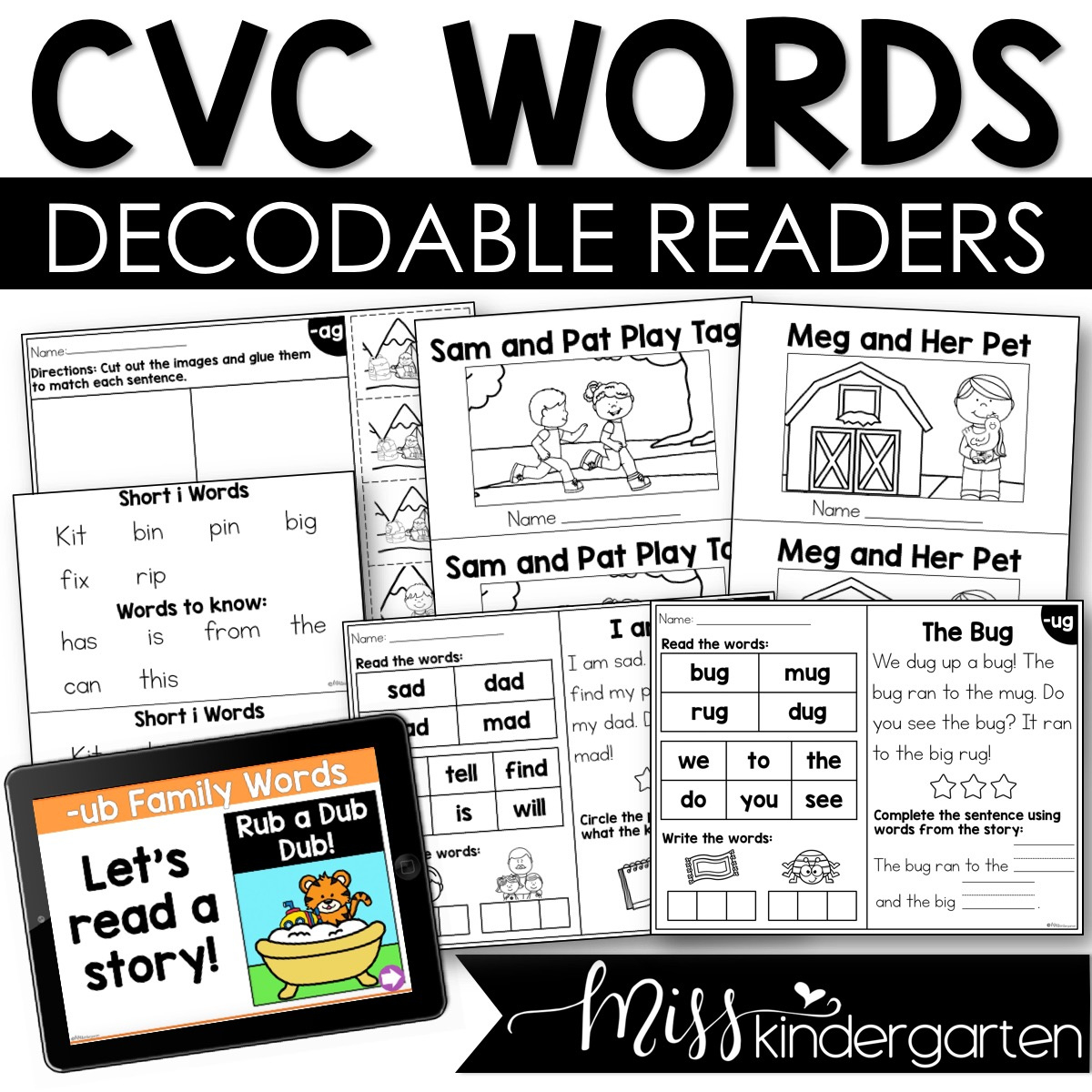 Cvc Words Decodable Readers Kindergarten Small Group Reading Books - Miss  Kindergarten for Free Printable Decodable Books For Kindergarten