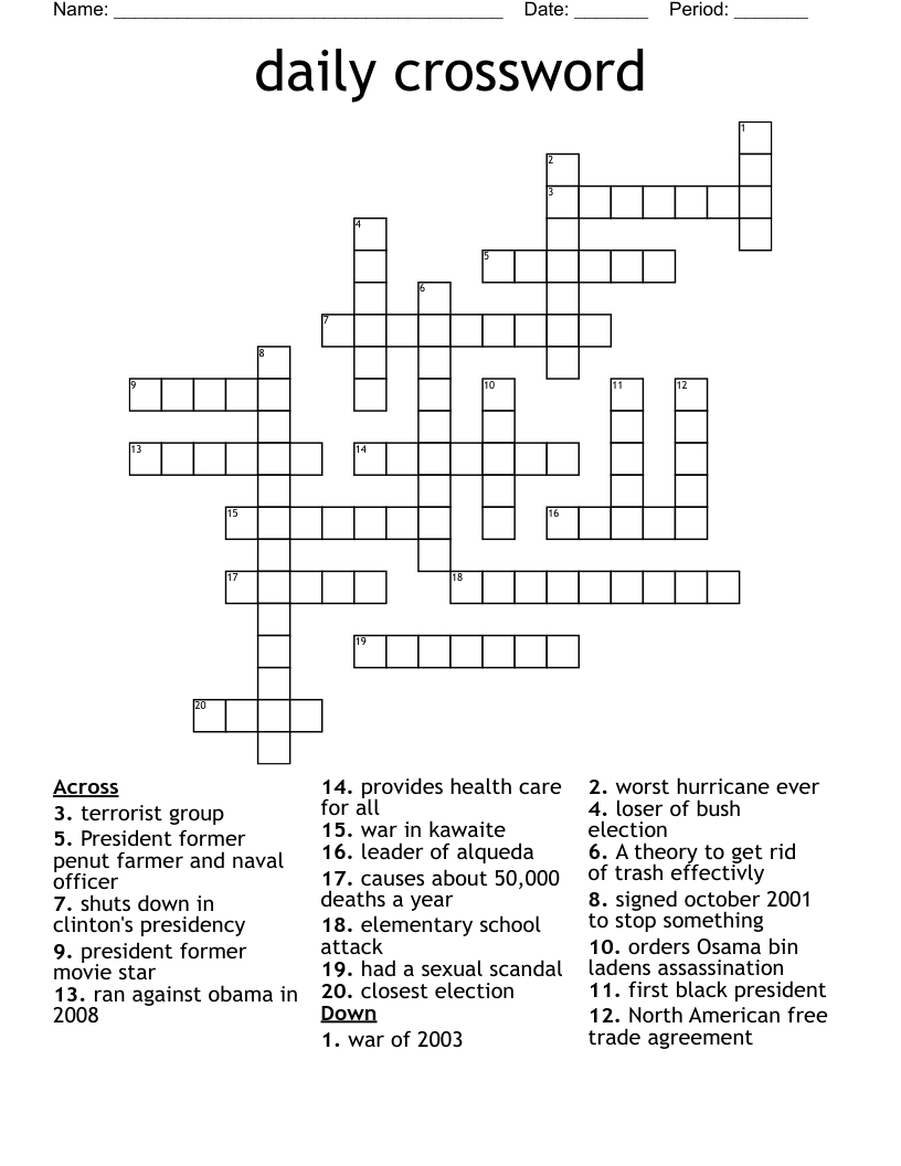Daily Crossword - Wordmint intended for Free Daily Printable Crossword Puzzles