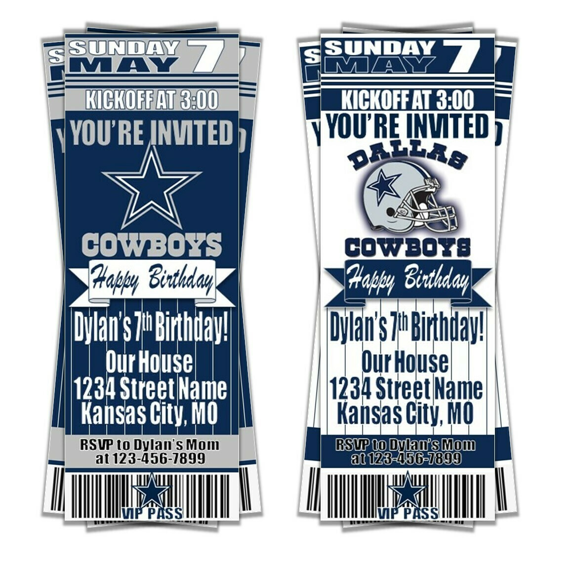 Dallas Cowboys Birthday Ticket Style Invite Custom intended for Free Printable Dallas Cowboys Birthday Invitations