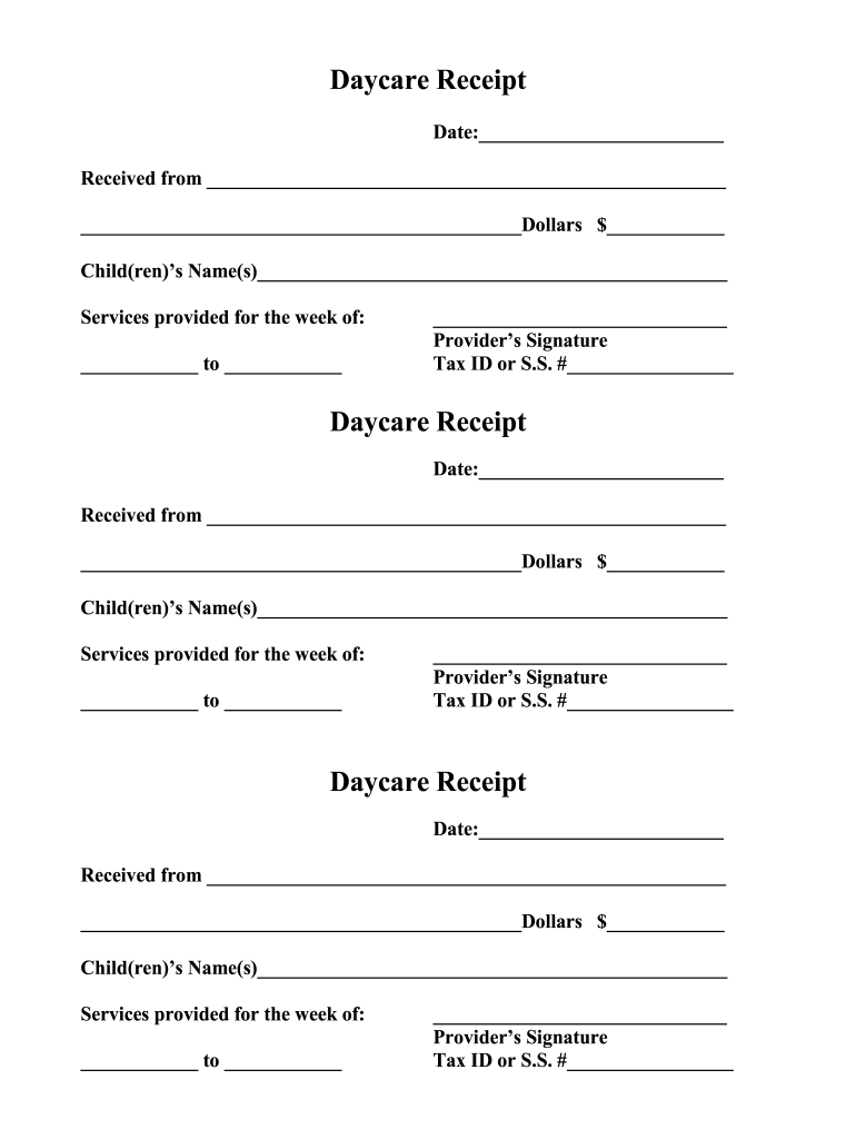 Daycareanswers Daycare Receipt Form - Fill Online, Printable for Free Printable Daycare Receipts