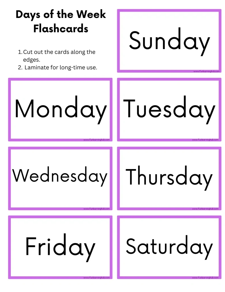 Days Of The Week Flashcards - Fun Learning Hub with regard to Free Printable Days Of The Week Cards