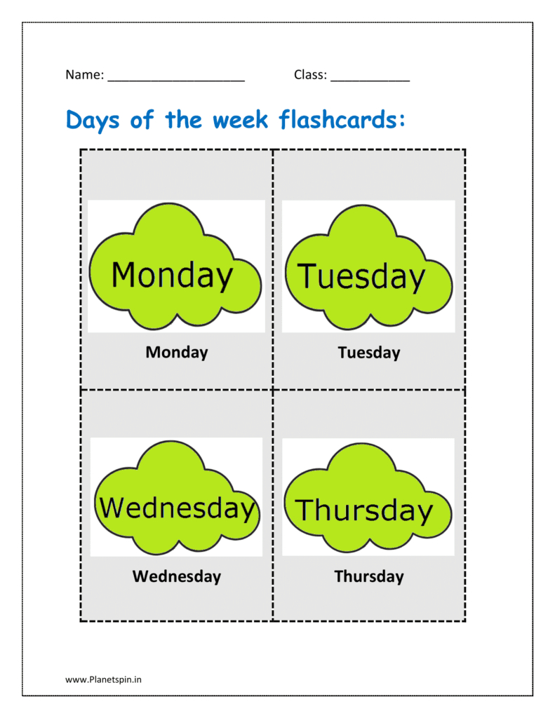 Days Of The Week Flashcards Printable Free | Planetspin.in regarding Free Printable Days Of The Week Cards