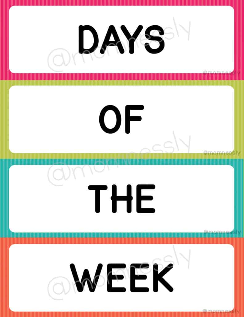 Days Of The Week - Tribobot X Mom Nessly intended for Free Printable Days Of The Week Cards