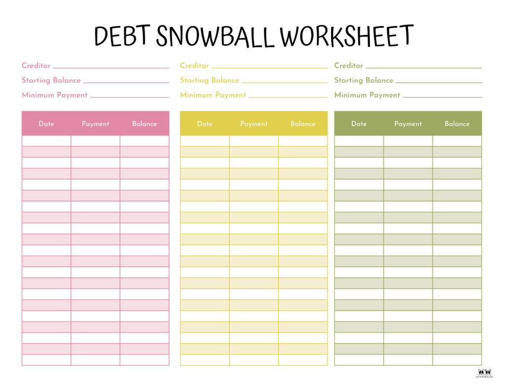Debt Trackers &amp;amp; Debt Snowball Worksheets - 35 Pages | Printabulls for Free Printable Debt Snowball Worksheet