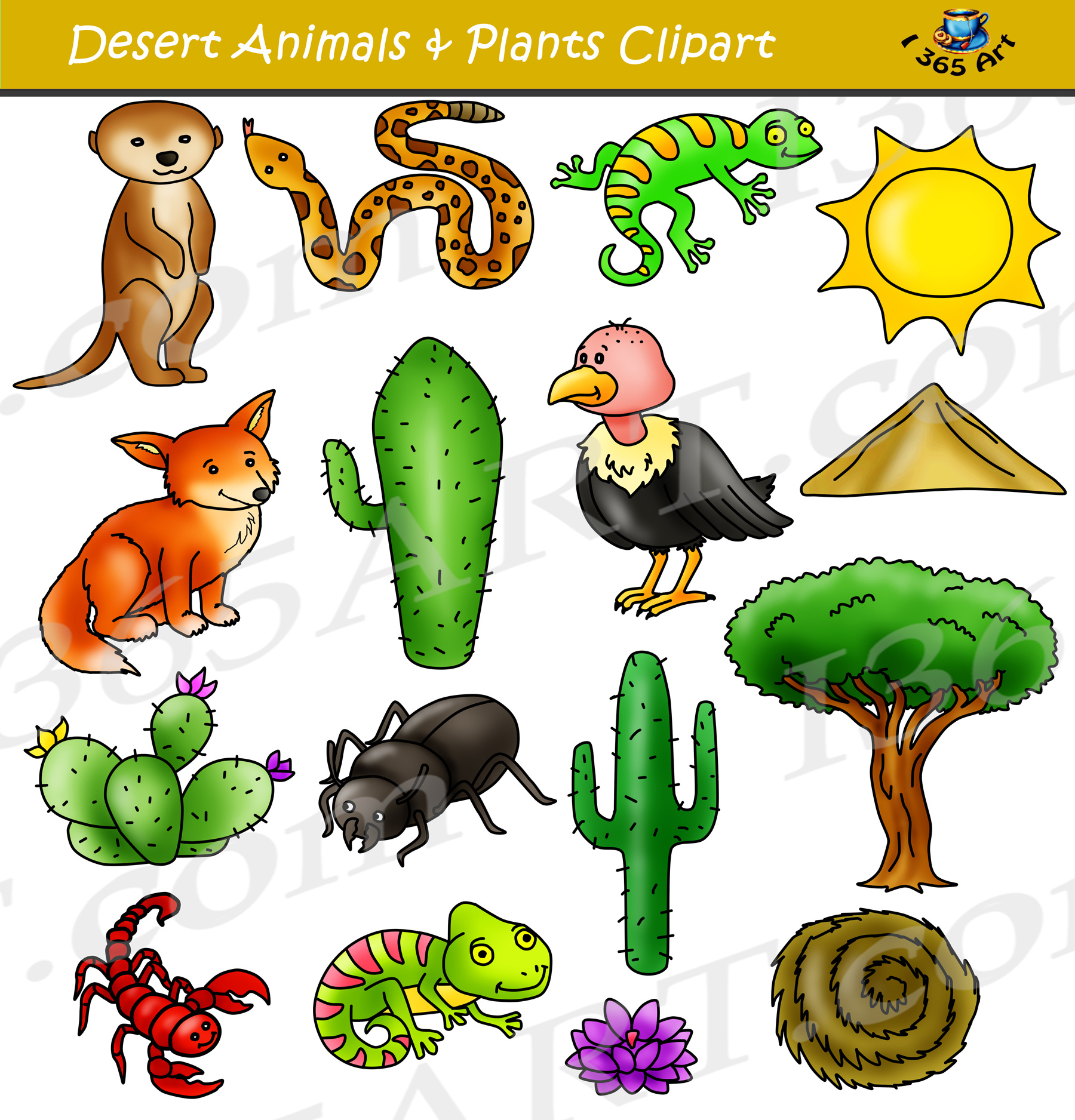 Desert Clipart Set - Desert Animals &Amp; Terrain - Worksheets Library regarding Free Printable Desert Animals