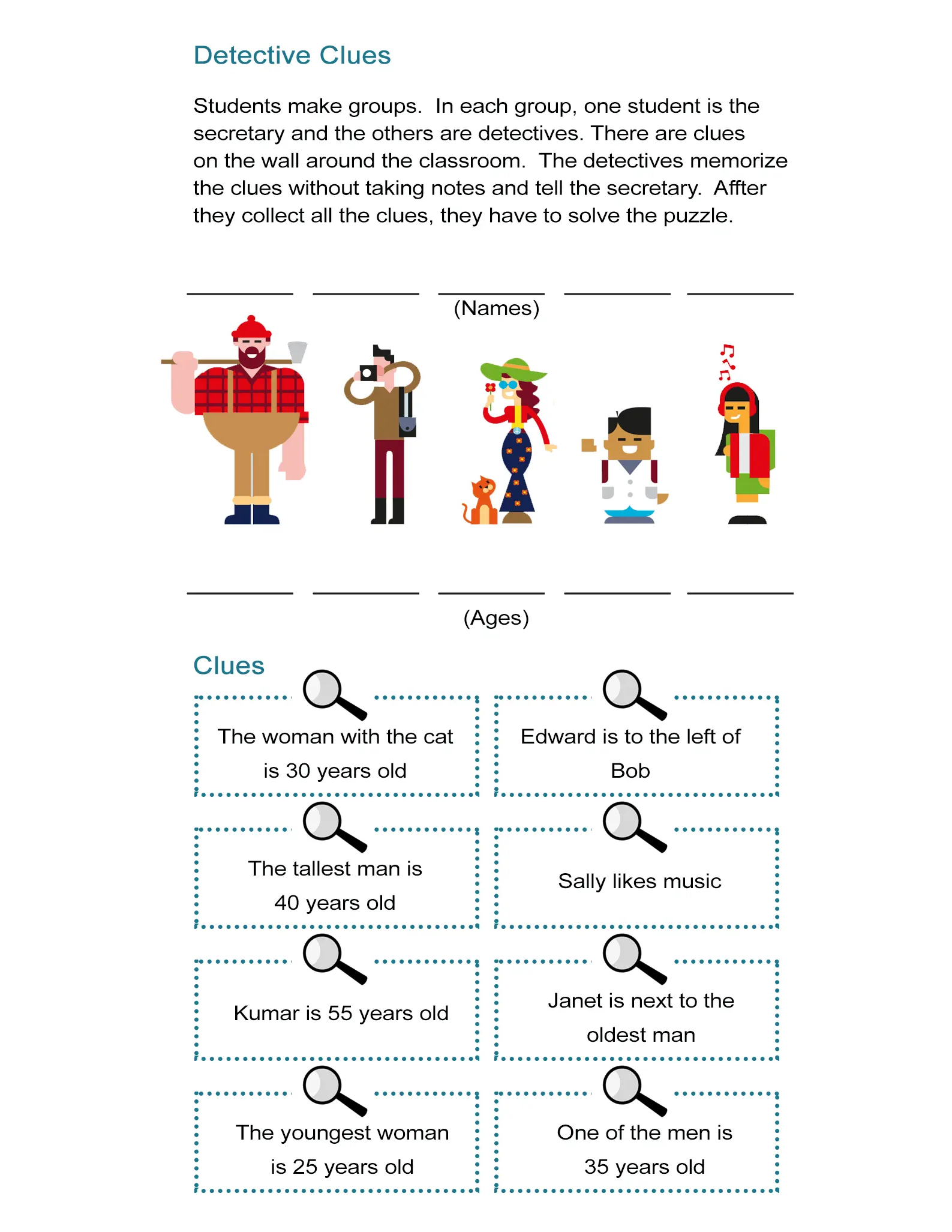 Detective Clues: Solve The Mystery In The Puzzle Worksheet - All Esl inside Free Printable Detective Games