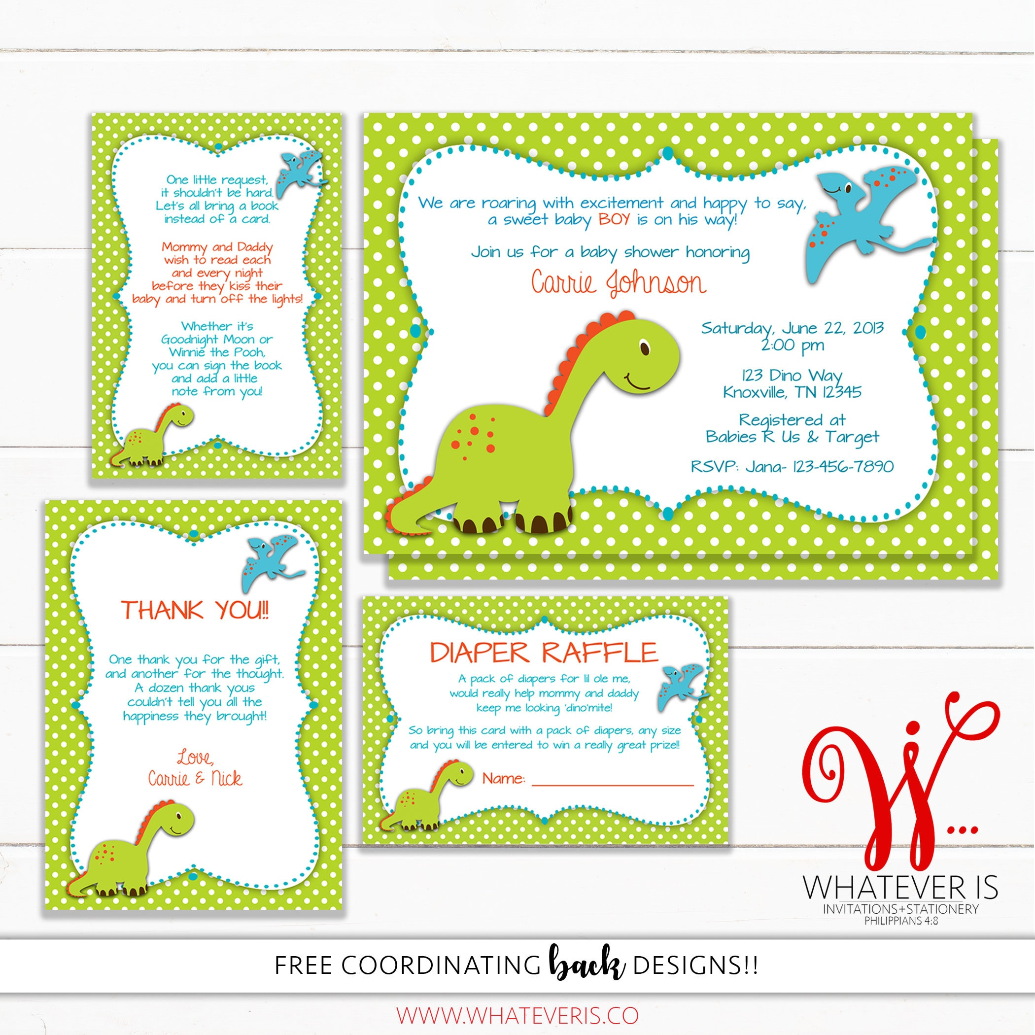 Dinosaur Baby Shower Invitation Bundle | Green Baby Shower | Baby intended for Free Printable Dinosaur Baby Shower Invitations