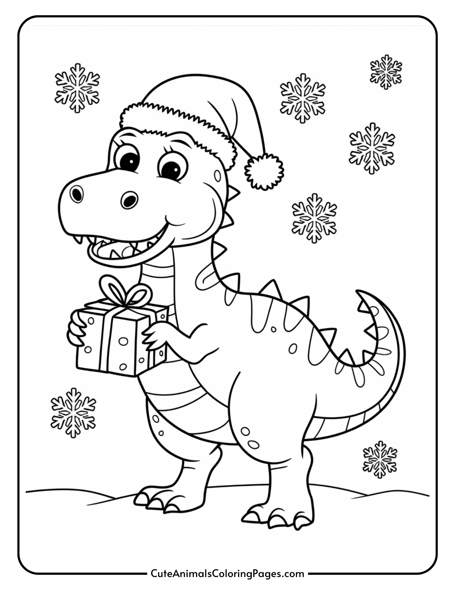 Dinosaur Christmas Coloring Pages (8 Free Printables) - Cute intended for Free Printable Christmas Cartoon Coloring Pages